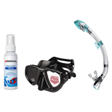 Seac Mask + Snorkel Package – Clear Anti-Fog Mask + Reverse Dry Snorkel + Free Mask Defog Spray — Black, Seac Fast Tech Dry…