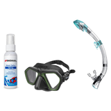 Seac Mask + Snorkel Package – Eagle Low Volume Mask + Reverse Dry Snorkel + Free Mask Defog Spray — Green Camouflage, Seac F…