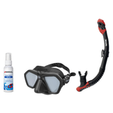 Seac Mask + Snorkel Package – Eagle Low Volume Mask + Reverse Dry Snorkel + Free Mask Defog Spray — Black/Silver, Seac Rever…