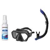 Seac Mask + Snorkel Package – Eagle Low Volume Mask + Reverse Dry Snorkel + Free Mask Defog Spray — Black, Seac Reverse Snor…