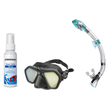 Seac Mask + Snorkel Package – Eagle Low Volume Mask + Reverse Dry Snorkel + Free Mask Defog Spray — Black/Yellow, Seac Fast…