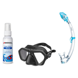 Seac Mask + Snorkel Package – Eagle Low Volume Mask + Reverse Dry Snorkel + Free Mask Defog Spray — Black, Seac Tribe Dry Sc…