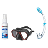 Seac Mask + Snorkel Package – Eagle Low Volume Mask + Reverse Dry Snorkel + Free Mask Defog Spray — Red, Seac Tribe Dry Scub…
