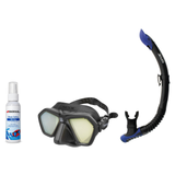Seac Mask + Snorkel Package – Eagle Low Volume Mask + Reverse Dry Snorkel + Free Mask Defog Spray — Black/Yellow, Seac Rever…