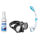 Seac Mask + Snorkel Package – Elba Adult Mask + Tribe Dry Snorkel + Free Mask Defog Spray — Black, Seac Tribe Dry Scuba Divi…