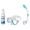 Seac Mask + Snorkel Package – Elba Adult Mask + Tribe Dry Snorkel + Free Mask Defog Spray — s/kl Aquamarine, Seac Tribe Dry…