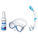 Seac Mask + Snorkel Package – Elba Adult Mask + Tribe Dry Snorkel + Free Mask Defog Spray — S/kl Blue, Seac Tribe Dry Scuba…