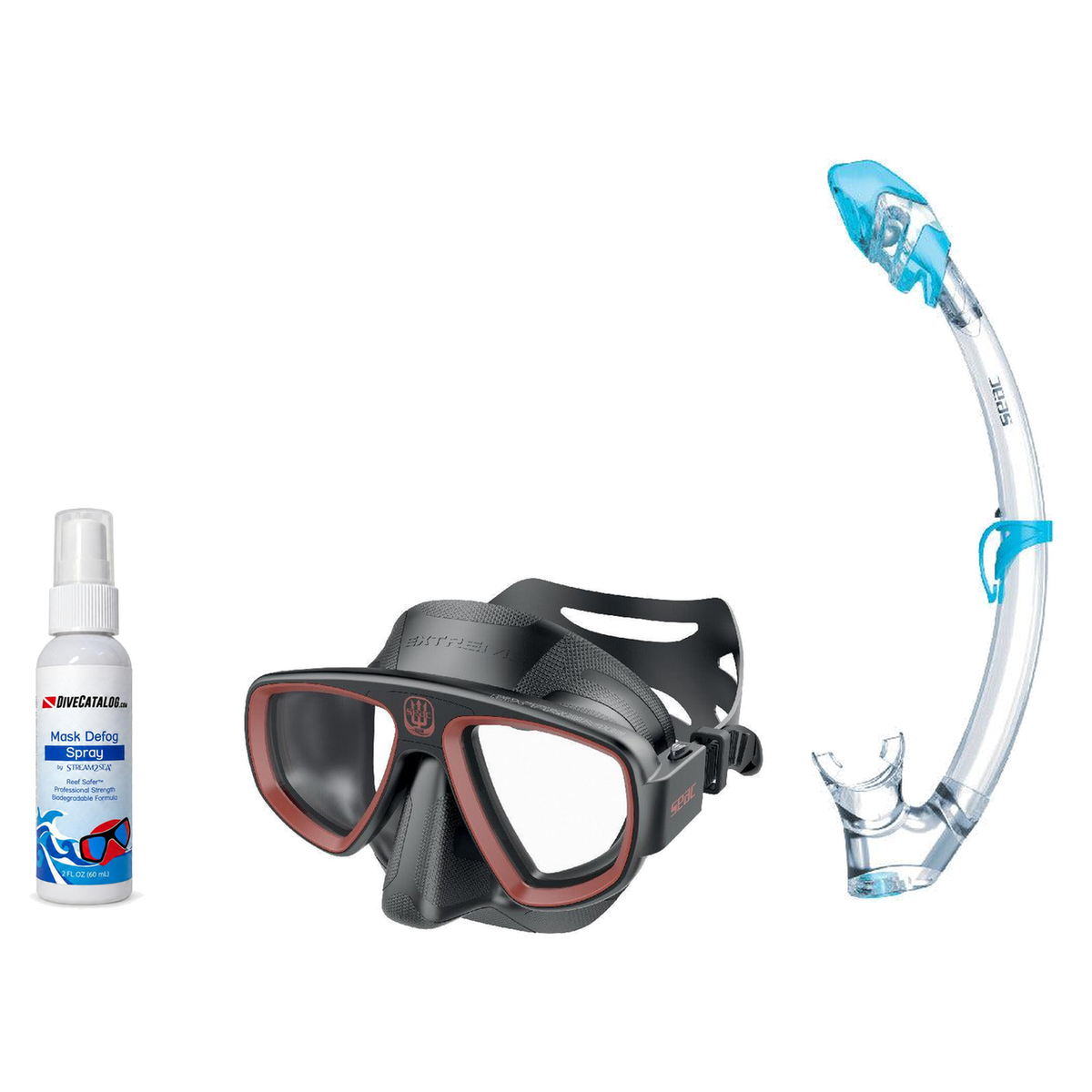 Seac Mask + Snorkel Package – Extreme 50 Years Mask + Tribe Dry Snorkel + Free Mask Defog Spray — Black/Red, Seac Tribe Dry…