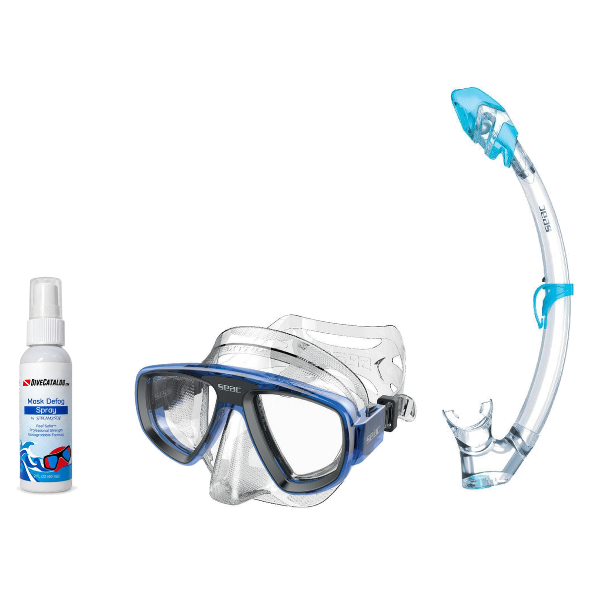 Seac Mask + Snorkel Package – Extreme 50 Years Mask + Tribe Dry Snorkel + Free Mask Defog Spray — Lightblue, Seac Tribe Dry…