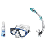 Seac Mask + Snorkel Package – Extreme 50 Years Mask + Tribe Dry Snorkel + Free Mask Defog Spray — Lightblue, Seac Fast Tech…