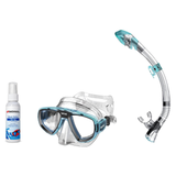 Seac Mask + Snorkel Package – Extreme 50 Years Mask + Tribe Dry Snorkel + Free Mask Defog Spray — Aquamarine, Seac Fast Tech…