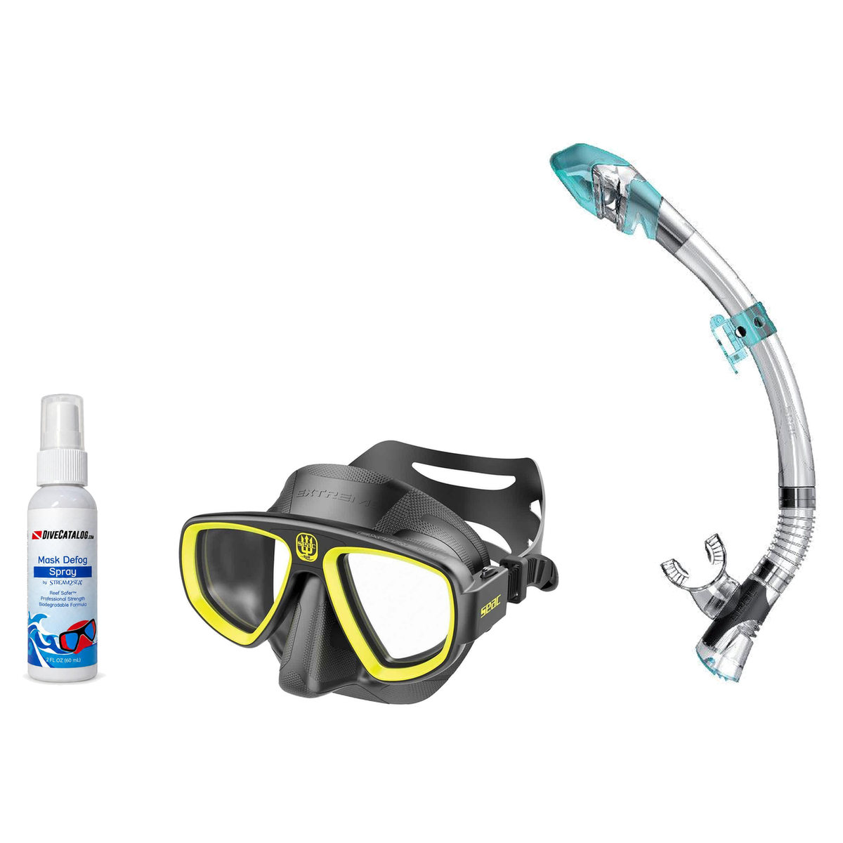 Seac Mask + Snorkel Package – Extreme 50 Years Mask + Tribe Dry Snorkel + Free Mask Defog Spray — Black/Yellow, Seac Fast Te…