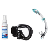 Seac Mask + Snorkel Package – Giglio Adult Mask + Tribe Dry Snorkel + Free Mask Defog Spray — Black, Seac Fast Tech Dry Adul…