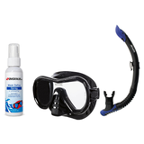 Seac Mask + Snorkel Package – Giglio Adult Mask + Tribe Dry Snorkel + Free Mask Defog Spray — Black, Seac Reverse Snorkel An…