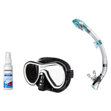 Seac Mask + Snorkel Package – Giglio Adult Mask + Tribe Dry Snorkel + Free Mask Defog Spray — Black/White, Seac Fast Tech Dr…