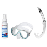 Seac Mask + Snorkel Package – Giglio Adult Mask + Tribe Dry Snorkel + Free Mask Defog Spray — s/kl Aquamarine, Seac Flash Sn…