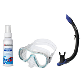 Seac Mask + Snorkel Package – Giglio Adult Mask + Tribe Dry Snorkel + Free Mask Defog Spray — s/kl Aquamarine, Seac Reverse…