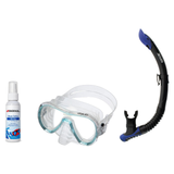 Seac Mask + Snorkel Package – Giglio Adult Mask + Tribe Dry Snorkel + Free Mask Defog Spray — s/kl Aquamarine, Seac Reverse…