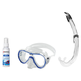 Seac Mask + Snorkel Package – Giglio Adult Mask + Tribe Dry Snorkel + Free Mask Defog Spray — S/kl Blue, Seac Flash Snorkel