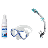 Seac Mask + Snorkel Package – Giglio Adult Mask + Tribe Dry Snorkel + Free Mask Defog Spray — S/kl Blue, Seac Fast Tech Dry…