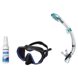 Seac Mask + Snorkel Package – Icona Mask + Reverse Dry Snorkel + Free Mask Defog Spray — Black/Blue, Seac Fast Tech Dry Adul…