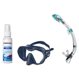 Seac Mask + Snorkel Package – Icona Mask + Reverse Dry Snorkel + Free Mask Defog Spray — Blue/Blue, Seac Fast Tech Dry Adult…