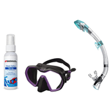 Seac Mask + Snorkel Package – Icona Mask + Reverse Dry Snorkel + Free Mask Defog Spray — Black/Lila, Seac Fast Tech Dry Adul…