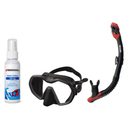Seac Mask + Snorkel Package – Icona Mask + Reverse Dry Snorkel + Free Mask Defog Spray — Black/Charcoal, Seac Reverse Dry Sn…