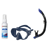 Seac Mask + Snorkel Package – Icona Mask + Reverse Dry Snorkel + Free Mask Defog Spray — Blue/Blue, Seac Reverse Snorkel Ant…