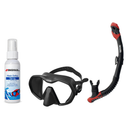 Seac Mask + Snorkel Package – Icona Mask + Reverse Dry Snorkel + Free Mask Defog Spray — Black/Black, Seac Reverse Dry Snork…