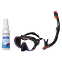 Seac Mask + Snorkel Package – Icona Mask + Reverse Dry Snorkel + Free Mask Defog Spray — Black/Lila, Seac Reverse Dry Snorkel