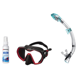 Seac Mask + Snorkel Package – Icona Mask + Reverse Dry Snorkel + Free Mask Defog Spray — Black/Red, Seac Fast Tech Dry Adult…