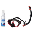 Seac Mask + Snorkel Package – Icona Mask + Reverse Dry Snorkel + Free Mask Defog Spray — Black/Red, Seac Reverse Dry Snorkel