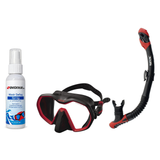 Seac Mask + Snorkel Package – Icona Mask + Reverse Dry Snorkel + Free Mask Defog Spray — Black/Red, Seac Reverse Dry Snorkel