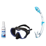 Seac Mask + Snorkel Package – Icona Mask + Reverse Dry Snorkel + Free Mask Defog Spray — Black/Blue, Seac Tribe Dry Scuba Di…