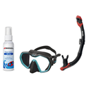 Seac Mask + Snorkel Package – Icona Mask + Reverse Dry Snorkel + Free Mask Defog Spray — Black/teal, Seac Reverse Dry Snorkel