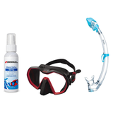 Seac Mask + Snorkel Package – Icona Mask + Reverse Dry Snorkel + Free Mask Defog Spray — Black/Red, Seac Tribe Dry Scuba Div…