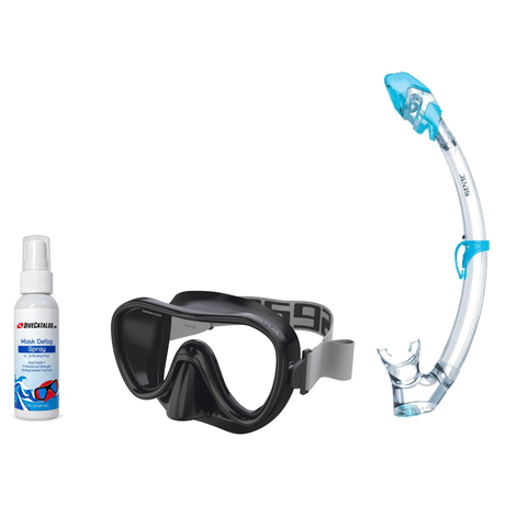 Seac Mask + Snorkel Package – Natua Mask + Tribe Dry Snorkel + Free Mask Defog Spray — includes Seac Natua Snorkel and Dive…