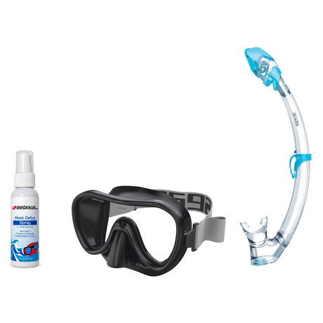 Seac Mask + Snorkel Package – Natua Mask + Tribe Dry Snorkel + Free Mask Defog Spray — includes Seac Natua Snorkel and Dive…