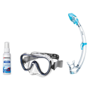 Seac Mask + Snorkel Package – Natua Mask + Tribe Dry Snorkel + Free Mask Defog Spray — Clear Blue, Seac Tribe Dry Scuba Divi…
