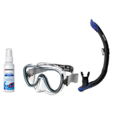 Seac Mask + Snorkel Package – Natua Mask + Tribe Dry Snorkel + Free Mask Defog Spray — Clear Aquamarine, Seac Reverse Snorke…