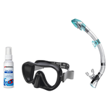 Seac Mask + Snorkel Package – Natua Mask + Tribe Dry Snorkel + Free Mask Defog Spray — Clear Black, Seac Fast Tech Dry Adult…
