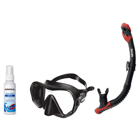 Seac Mask + Snorkel Package – Pura Anti-Fog Mask + Reverse Dry Snorkel + Free Mask Defog Spray — includes Seac Mask Pura Ant…