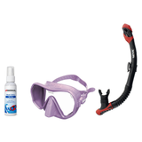 Seac Mask + Snorkel Package – Pura Anti-Fog Mask + Reverse Dry Snorkel + Free Mask Defog Spray — Lilac, Seac Reverse Dry Sno…