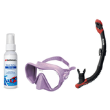 Seac Mask + Snorkel Package – Pura Anti-Fog Mask + Reverse Dry Snorkel + Free Mask Defog Spray — Lilac, Seac Reverse Dry Sno…