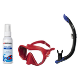 Seac Mask + Snorkel Package – Pura Anti-Fog Mask + Reverse Dry Snorkel + Free Mask Defog Spray — Red, Seac Reverse Snorkel A…