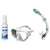 Seac Mask + Snorkel Package – Pura Anti-Fog Mask + Reverse Dry Snorkel + Free Mask Defog Spray — White, Seac Fast Tech Dry A…