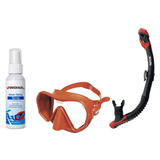 Seac Mask + Snorkel Package – Pura Anti-Fog Mask + Reverse Dry Snorkel + Free Mask Defog Spray — Orange, Seac Reverse Dry Sn…