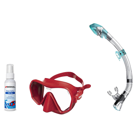 Seac Mask + Snorkel Package – Pura Anti-Fog Mask + Reverse Dry Snorkel + Free Mask Defog Spray — Red, Seac Fast Tech Dry Adu…
