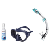 Seac Mask + Snorkel Package – Pura Anti-Fog Mask + Reverse Dry Snorkel + Free Mask Defog Spray — Blue, Seac Fast Tech Dry Ad…